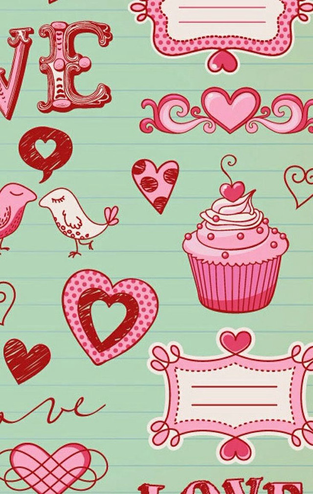 Notebook items heart shaped frame free wallpaper for mobile - medium preview image