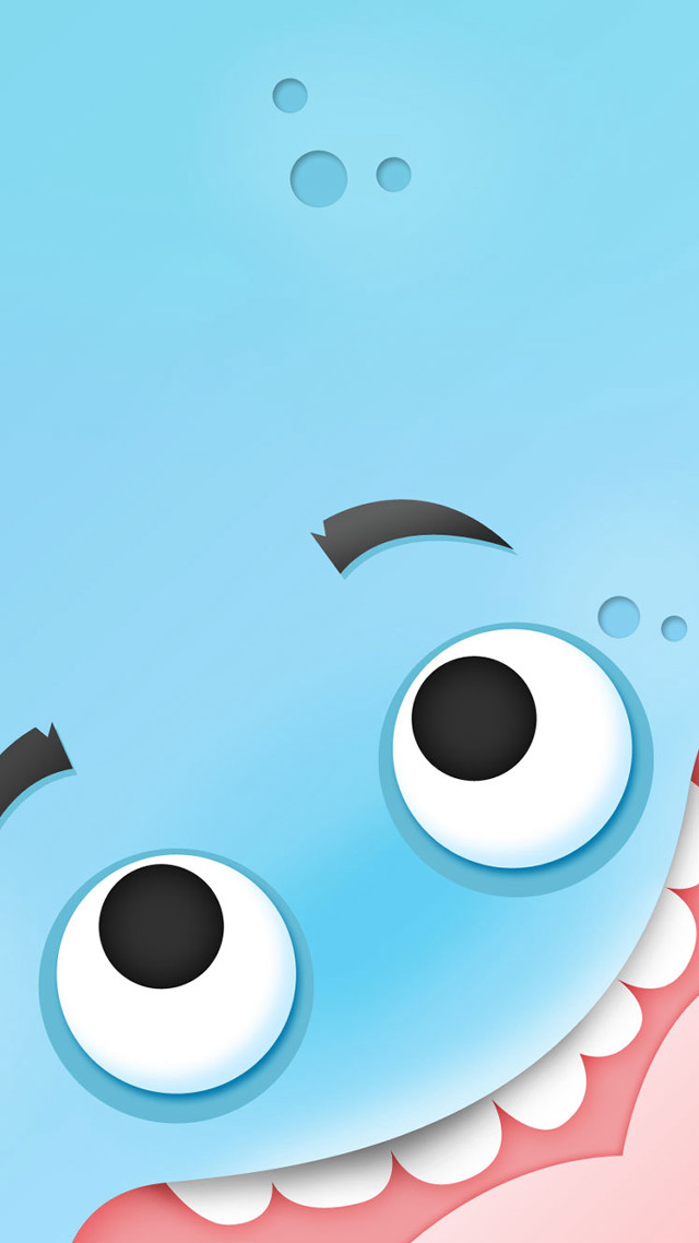 Cartoon monster big eyes toothy free wallpaper for mobile - medium preview image