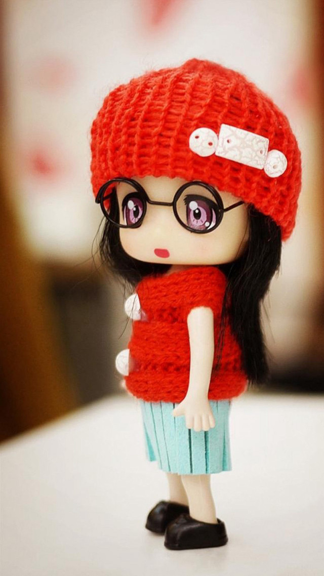 Doll glasses red hat table free wallpaper for mobile - medium preview image