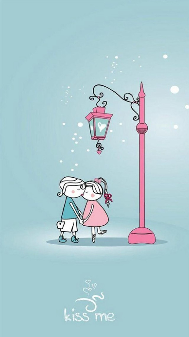 Couple kissing street light pink free wallpaper for mobile - medium preview image