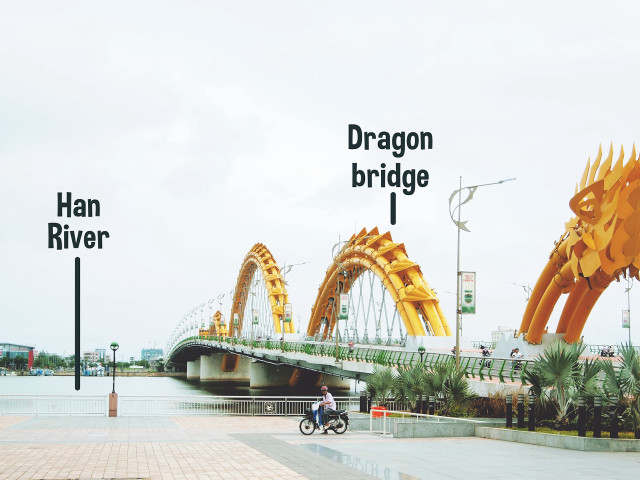 Person riding bike bridge dragon free wallpaper for desktop - medium preview image