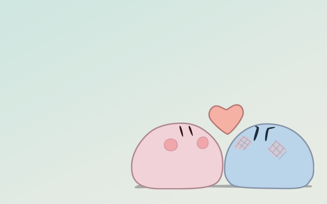 Cartoon characters heart phone sitting free wallpaper for desktop - medium preview image