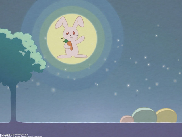 Cartoon rabbit holding carrot tree free wallpaper for desktop - medium preview image