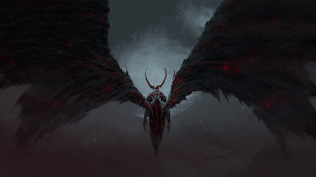 Demonic bird large wings dark free wallpaper for desktop - medium preview image
