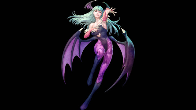 Demon girl wings purple outfit free wallpaper for desktop - medium preview image