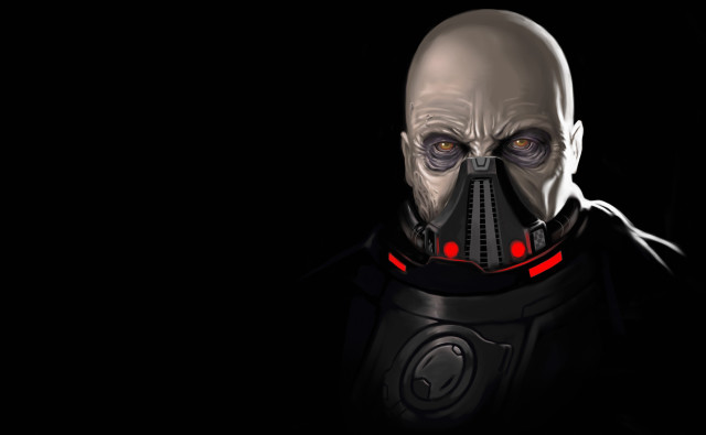 Man gas mask glowing eyes free wallpaper for desktop - medium preview image