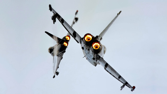 Fighter jet cloudy sky lights #2 free wallpaper for desktop - medium preview image