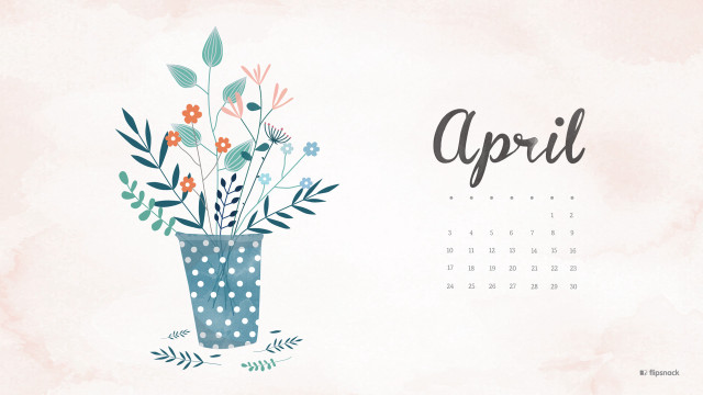 Calendar vase flowers april written free wallpaper for desktop - medium preview image