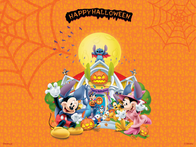 Mickey mouse halloween scene pumpkin free wallpaper for desktop - medium preview image