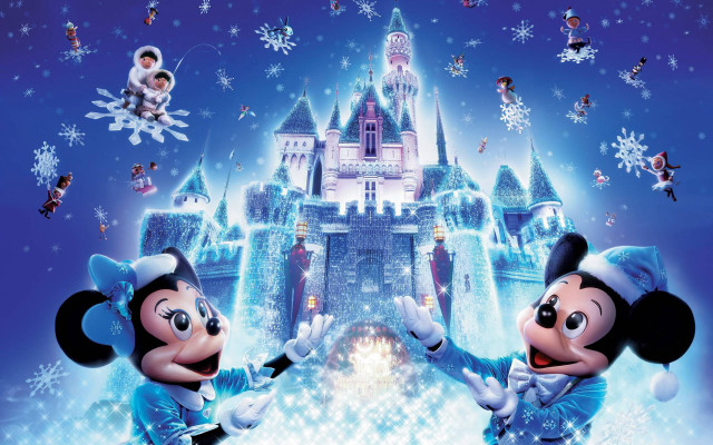 Mickey minnie mouse christmas castle #2 free wallpaper for desktop - medium preview image