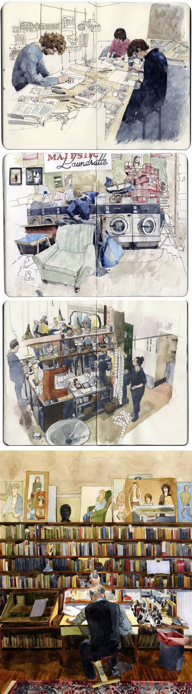 Drawing room bookshelves couch interior free wallpaper for mobile - medium preview image