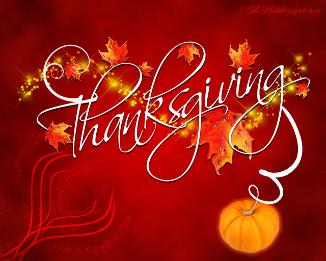 Red background pumpkin happy thanksgiving free wallpaper for desktop - medium preview image