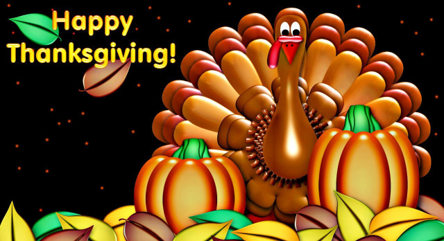 Thanksgiving happy turkey pumpkins card free wallpaper for desktop - medium preview image