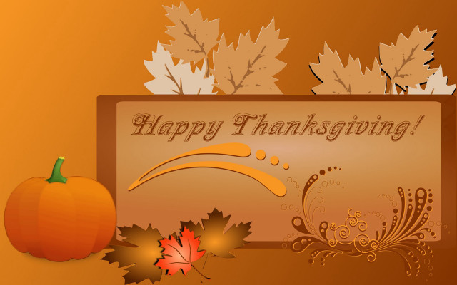 Happy thanksgiving card pumpkin leaves free wallpaper for desktop - medium preview image