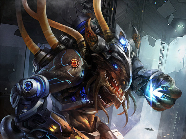 Huge head horned character glowing free wallpaper for desktop - medium preview image