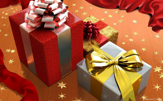 Wrapped presents table red gold #3 free wallpaper for desktop - medium preview image