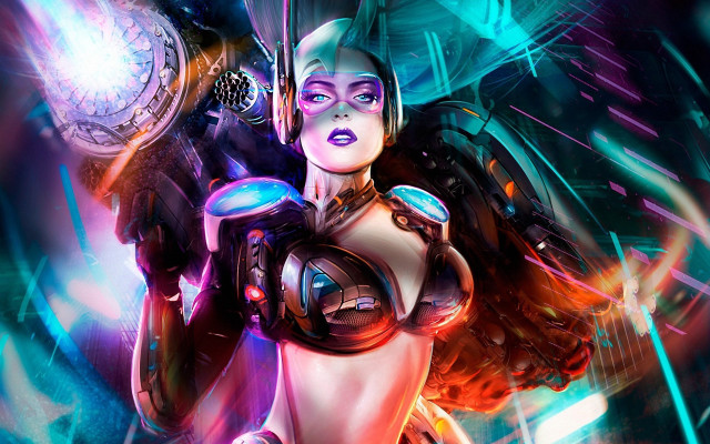 Futuristic woman clock sci fi free wallpaper for desktop - medium preview image
