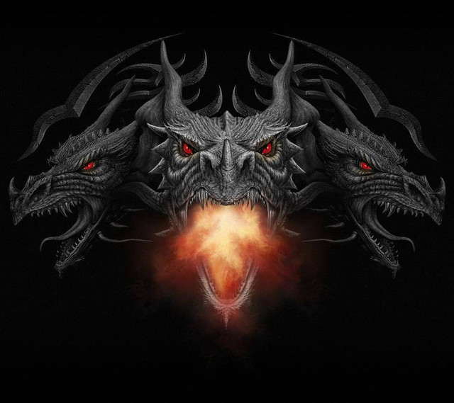 Demonic dragon heads red eyes free wallpaper for tablet - medium preview image