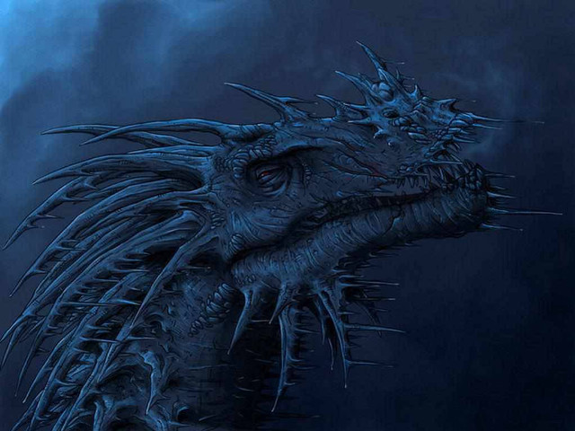 Blue dragon spikes clouds full free wallpaper for desktop - medium preview image