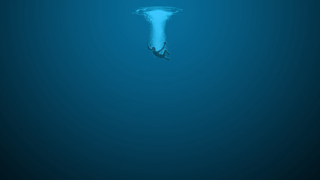 Blue ocean large wave person free wallpaper for desktop - medium preview image