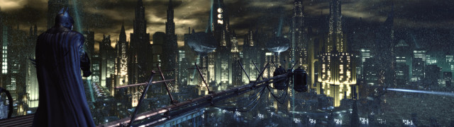 Futuristic city night lights skyscrapers free wallpaper for desktop - medium preview image