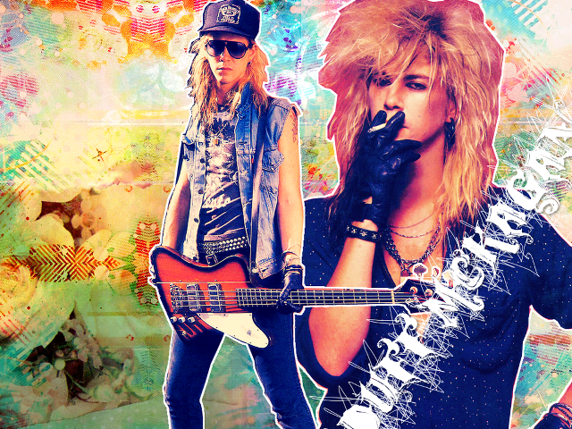 Woman guitar man hat sunglasses free wallpaper for desktop - medium preview image