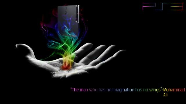 Hand mouse rainbow smoke glowing free wallpaper for desktop - medium preview image