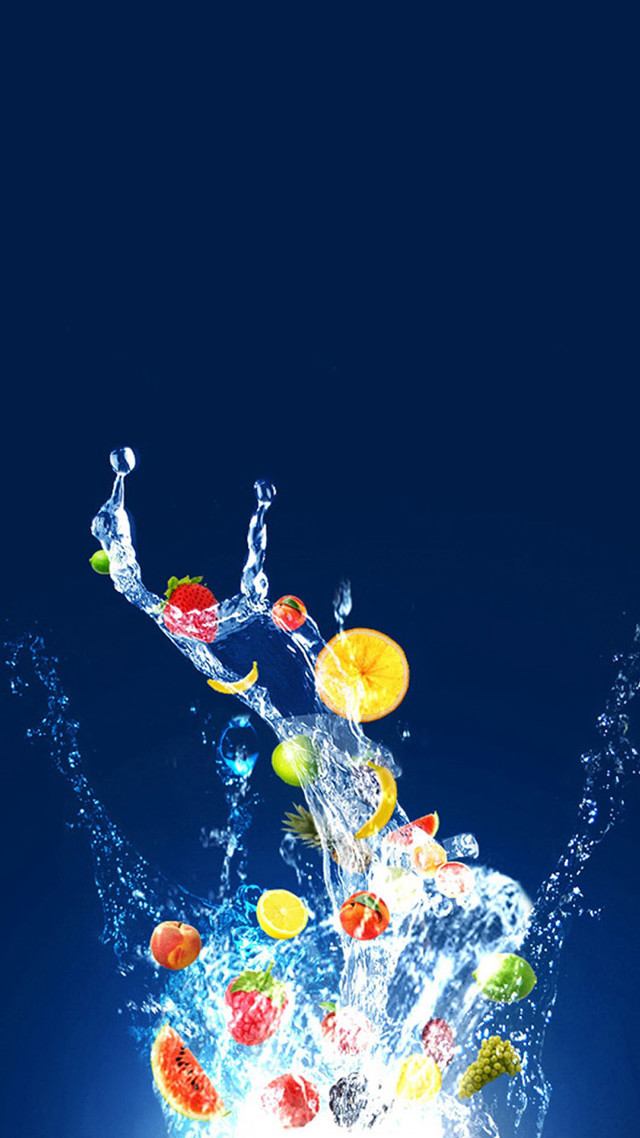 Fruit falling water splash blue free wallpaper for mobile - medium preview image