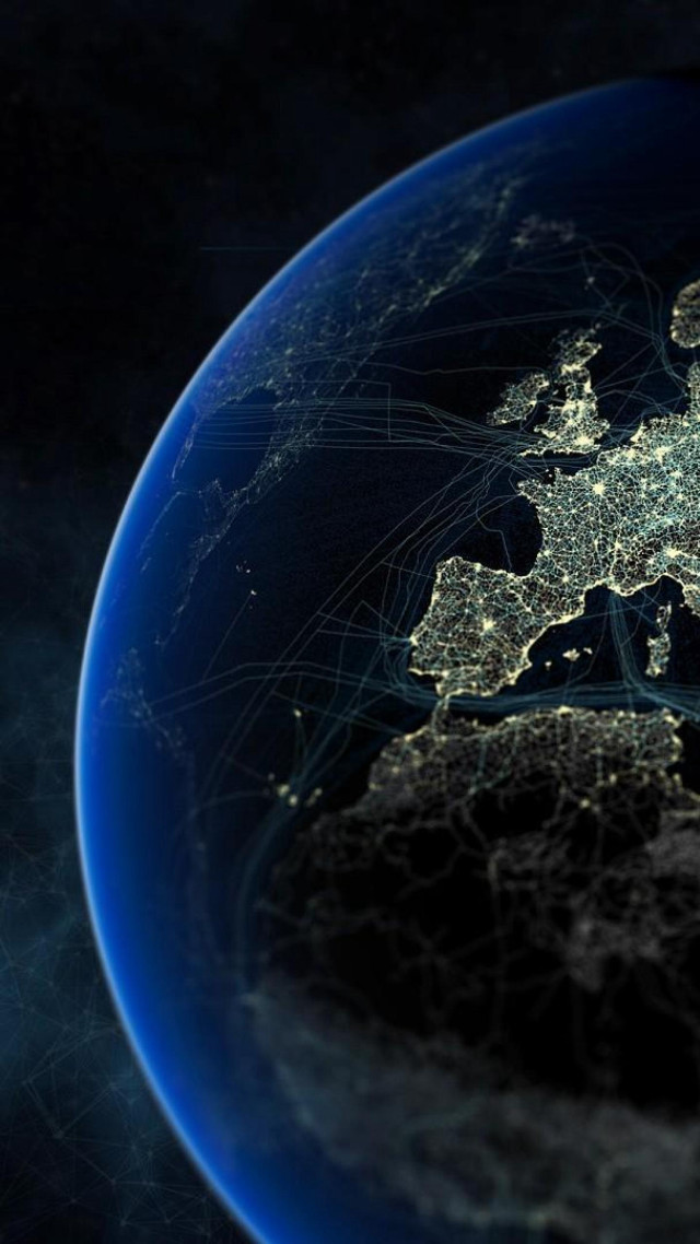 Satellite image europe night lights free wallpaper for mobile - medium preview image