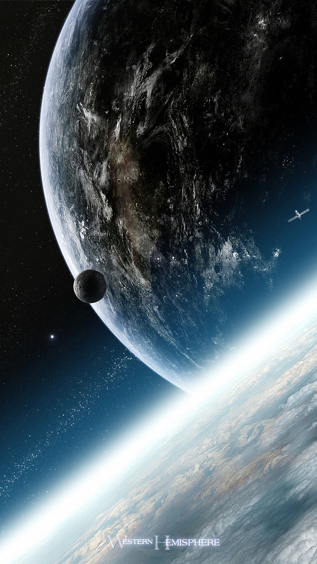 Space station large planet moon free wallpaper for mobile - medium preview image