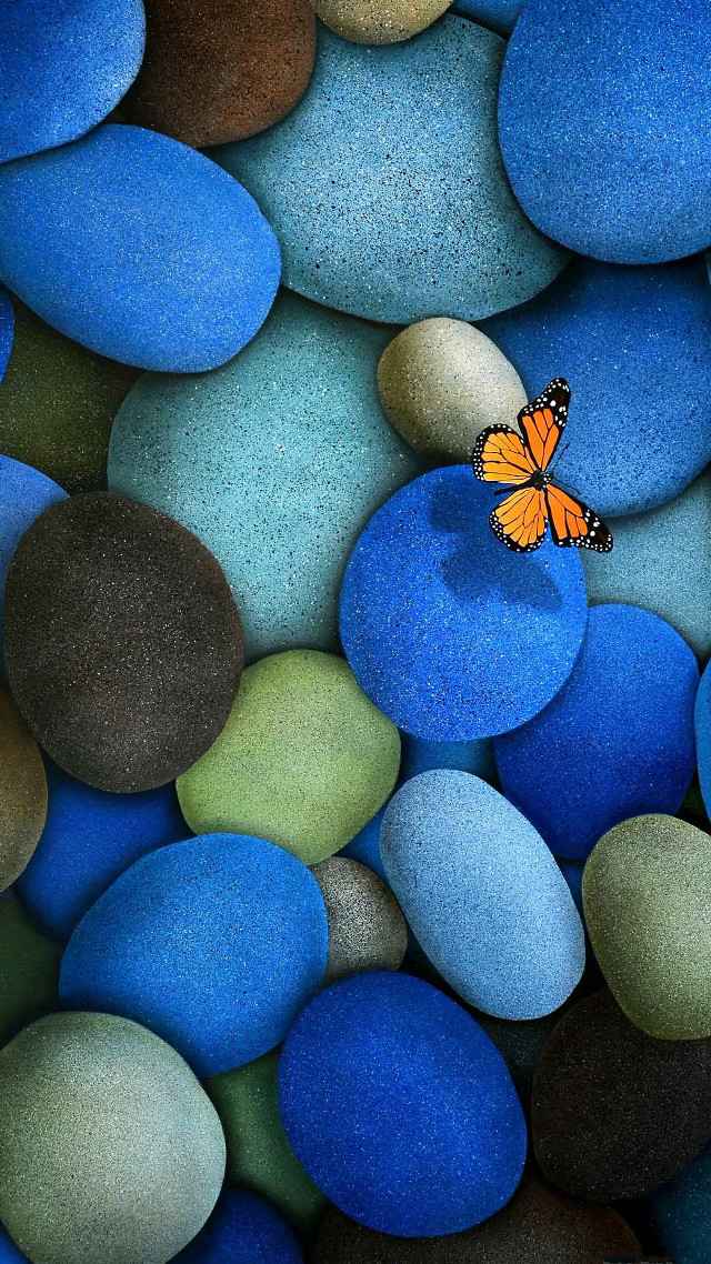 Butterfly rock blue green pebbles #4 free wallpaper for mobile - medium preview image