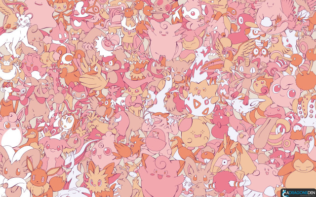 Cats group pink orange pattern free wallpaper for desktop - medium preview image