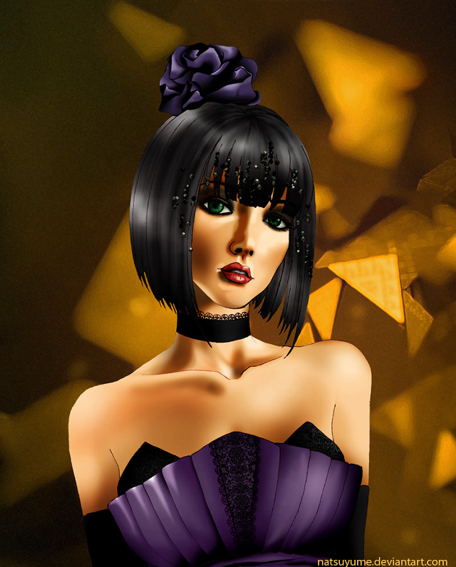 Woman purple dress flower hair free wallpaper for mobile - medium preview image