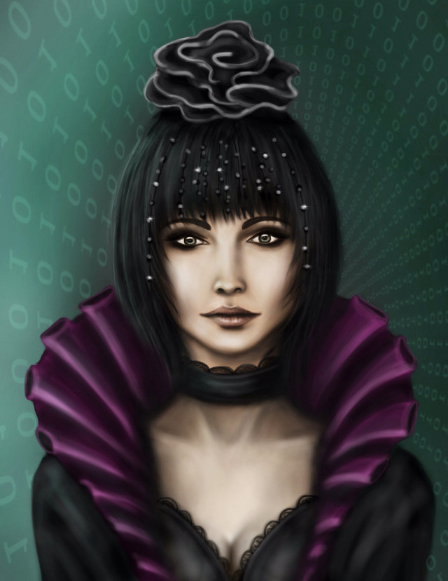 Woman rose black dress green free wallpaper for mobile - medium preview image