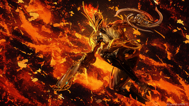 Demonic demon horns sword flames free wallpaper for desktop - medium preview image