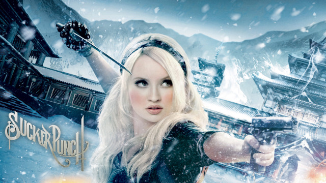 Woman holding gun snowy scene free wallpaper for desktop - medium preview image