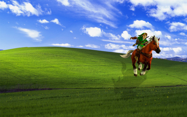 Man riding horse green field #2 free wallpaper for desktop - medium preview image