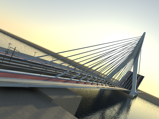 Bridge water boat sunset sky free wallpaper for desktop - medium preview image