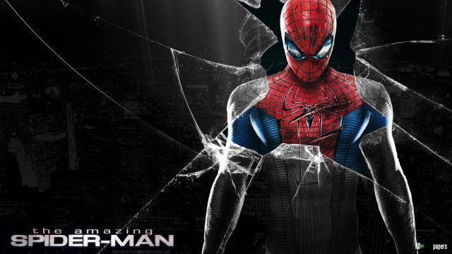 Spider man cityscape broken glass free wallpaper for desktop - medium preview image