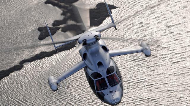 Small white helicopter flying water free wallpaper for desktop - medium preview image