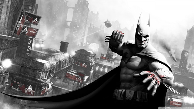 Batman city red light black free wallpaper for desktop - medium preview image