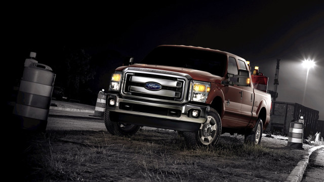 Red truck night street lights free wallpaper for desktop - medium preview image