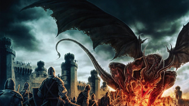 People fire dragon castle background free wallpaper for desktop - medium preview image