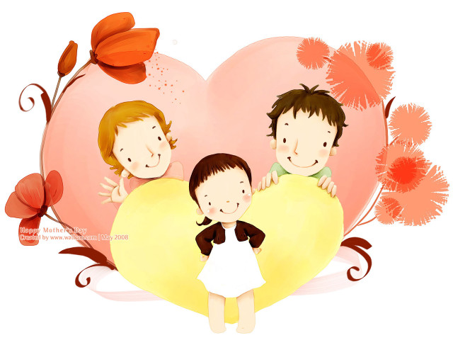 Family heart flowers sitting background free wallpaper for desktop - medium preview image