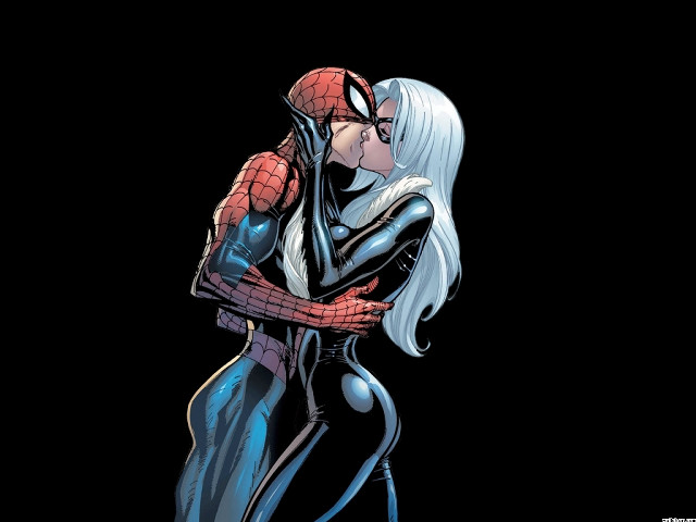 Woman spider suit hugging man free wallpaper for desktop - medium preview image