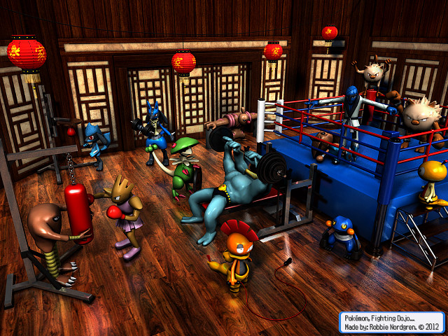 Cartoon characters boxing ring wooden free wallpaper for desktop - medium preview image