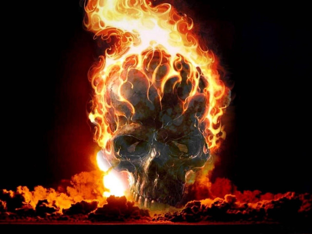Skull flames black background red free wallpaper for desktop - medium preview image