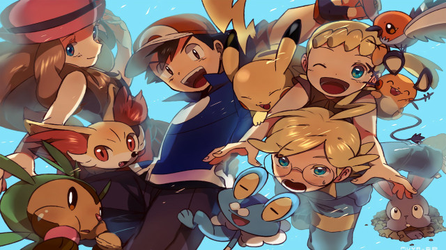 People group blue sky pokemon free wallpaper for desktop - medium preview image