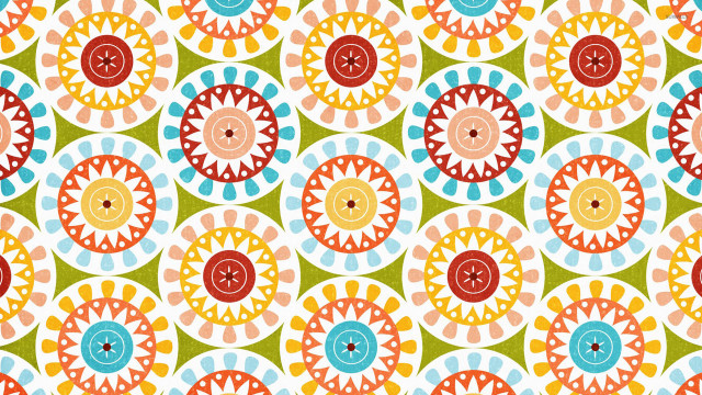 Colorful pattern circles flowers white free wallpaper for desktop - medium preview image