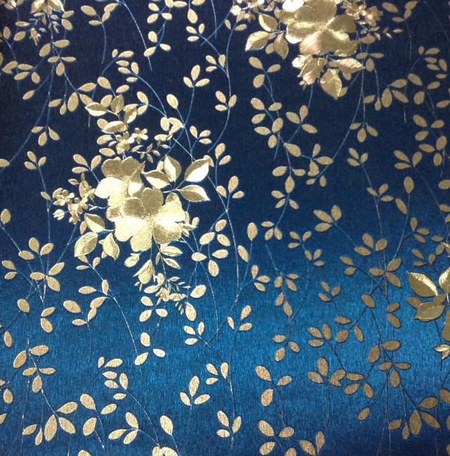 Blue gold fabric gold leaves free wallpaper for tablet - medium preview image
